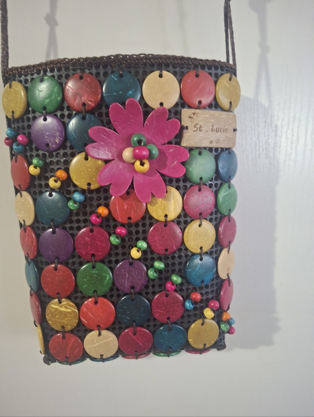St. Lucia Multicolor Beaded Floral Crossbody Bag